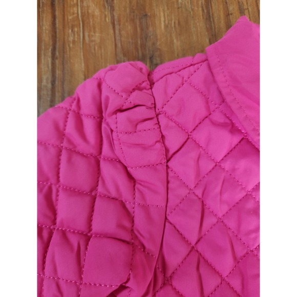 Pink‎ Quilted Swing Coat Double Breasted Heart Buttons Quilted Lined Pockets 24M - Picture 7 of 7